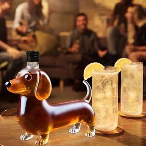 {NEW} Dachshund Dog Shaped Liquor Bottle - Clear